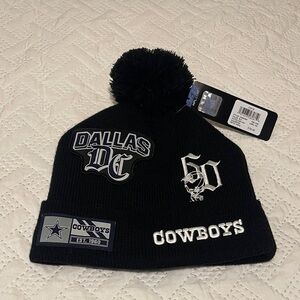 NFL Dallas Cowboys Black tattoo Knit Hat with Pom